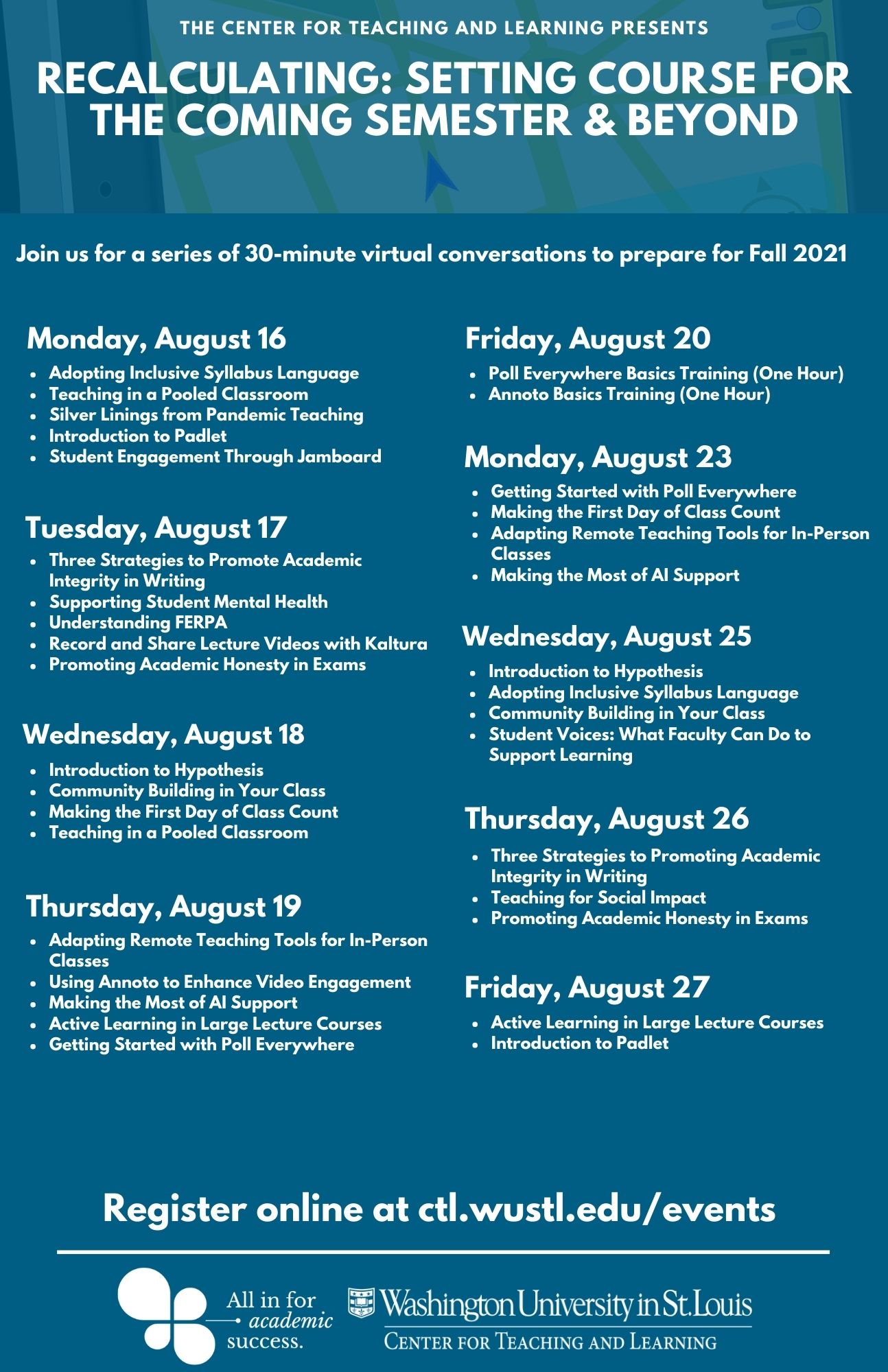 Schedule for Recalculating: Setting Course for the Coming Semester and Beyond