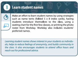 Inclusive teaching card number 1: Learn student names